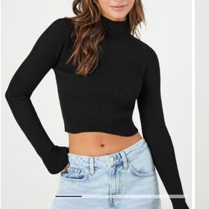 Forever 21 Mock Neck Sweater-Knit Crop Top